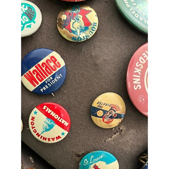 Vintage 1960\'s Felt Beanie Cap Hat w Pinbacks & charms MLB Politics Batman Rare! main image 10